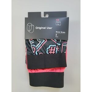 Mens Boxer‎ Briefs 2 Pack Neon Signs Pink Black XS